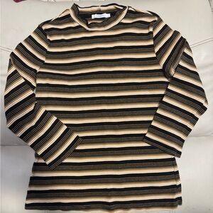 Zara Black and Tan Striped Top